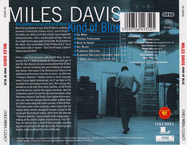 Miles Davis : Kind Of Blue (CD, Album, RE, RM, Vin)