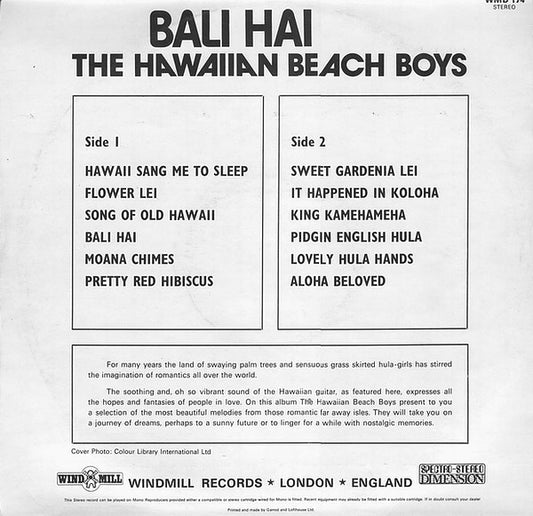 The Hawaiian Beach Boys : Bali Hai (LP, Album)