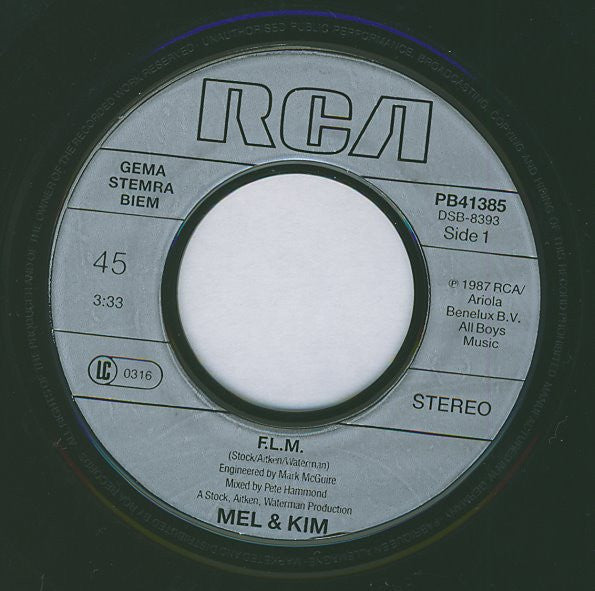 Mel & Kim : F.L.M. (7", Single)