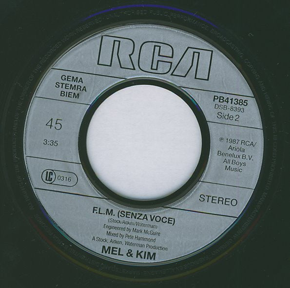 Mel & Kim : F.L.M. (7", Single)