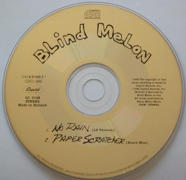Blind Melon : No Rain (CD, Single, Car)