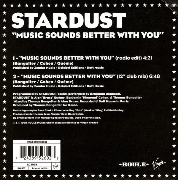 Stardust : Music Sounds Better With You (CD, Single, Car)