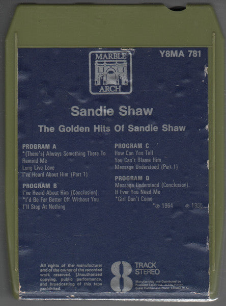 Sandie Shaw : The Golden Hits Of Sandie Shaw (8-Trk, Comp)