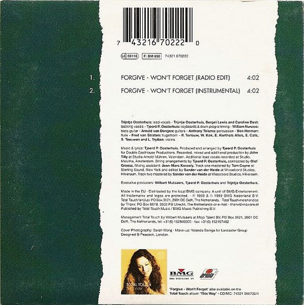 Total Touch : Forgive - Won't Forget (CD, Single)