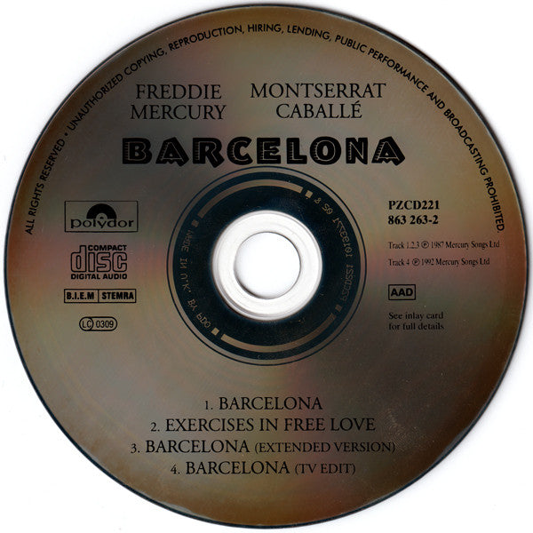 Freddie Mercury & Montserrat Caballé : Barcelona (CD, Single)