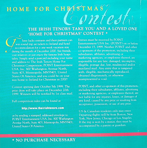 The Irish Tenors With Sinfonia Varsovia And The Dunshaughlin Chamber Choir : Home For Christmas (CD, Album, Comp)