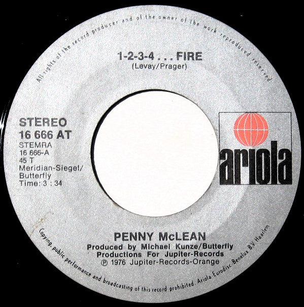 Penny McLean : 1-2-3-4... Fire! / The Wizard Bump (7", Single)