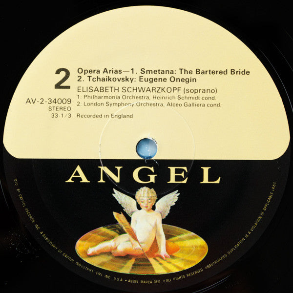 Elisabeth Schwarzkopf : Opera Areas From Otello • La Boheme • Gianni Schicchi • Eugene Onegin • The Bartered Bride (LP, Album, Comp, RM)