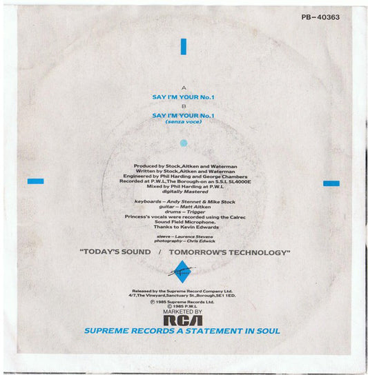 Princess : Say I'm Your No. 1 (7", Single)