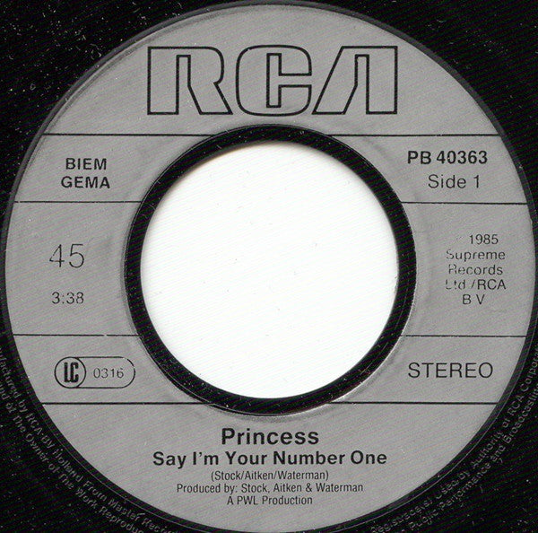 Princess : Say I'm Your No. 1 (7", Single)