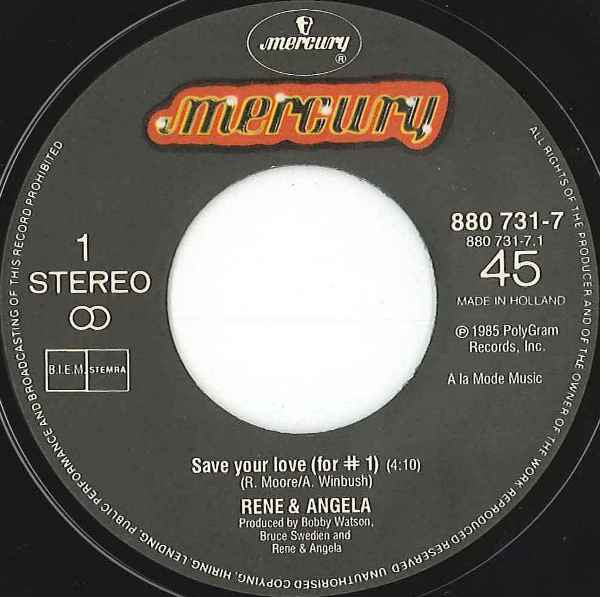 René & Angela : Save Your Love (For #1) (7", Single)