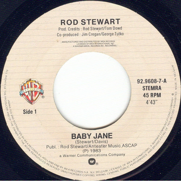 Rod Stewart : Baby Jane (7", Single)
