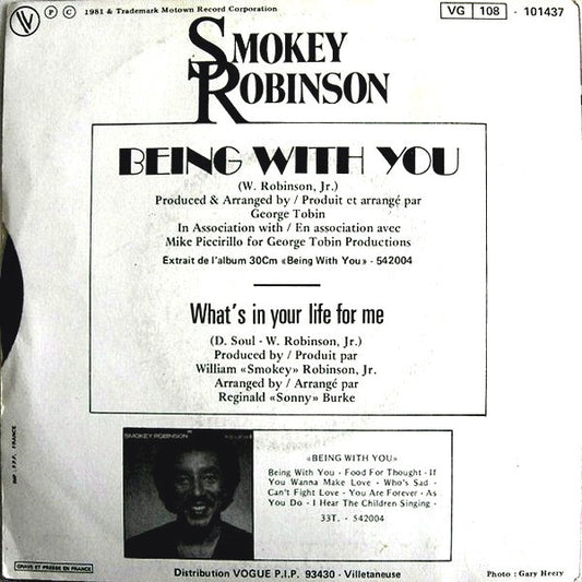 Smokey Robinson : Being With You (7", Single)