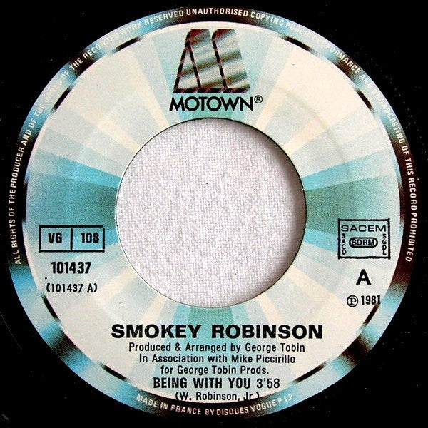 Smokey Robinson : Being With You (7", Single)