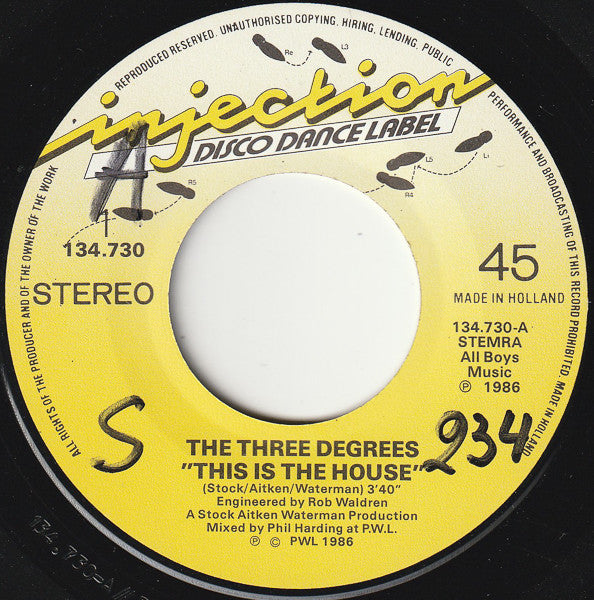 The Three Degrees : This Is The House (7", Single)