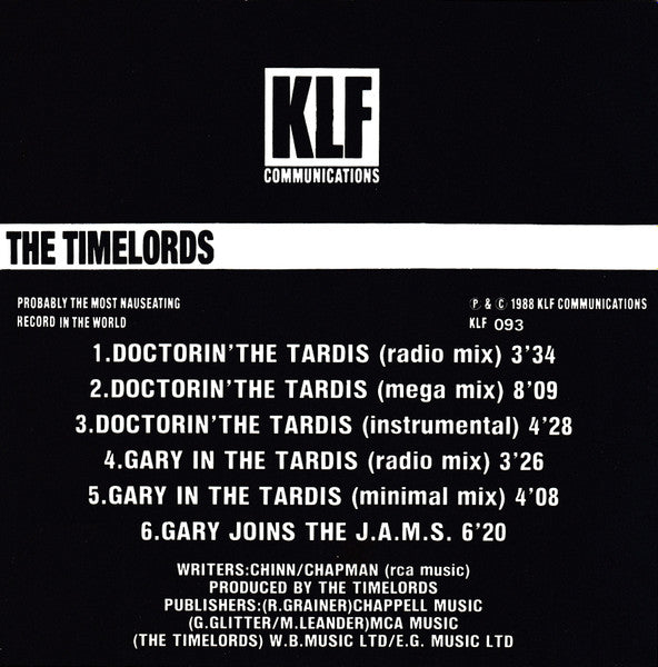 The Timelords : Doctorin' The Tardis (CD, Maxi)