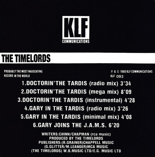 The Timelords : Doctorin' The Tardis (CD, Maxi)