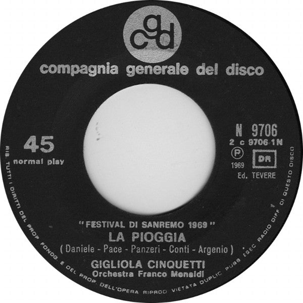 Gigliola Cinquetti : La Pioggia (7")