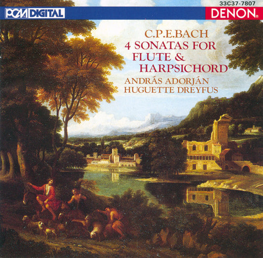 András Adorján, Huguette Dreyfus, Carl Philipp Emanuel Bach : 4 Sonatas For Flute And Harpsichord (CD, Album)