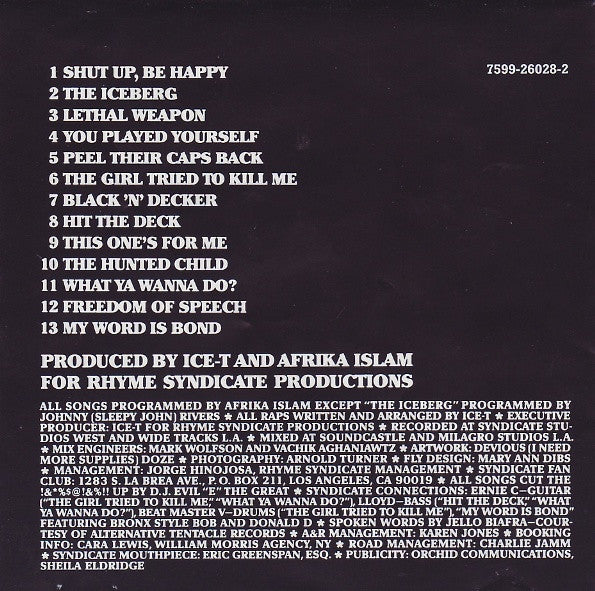 Ice-T : The Iceberg (Freedom Of Speech... Just Watch What You Say) (CD, Album)