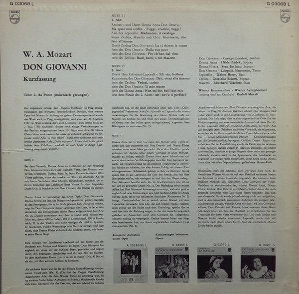Wolfgang Amadeus Mozart : Don Giovanni (LP, Mono)