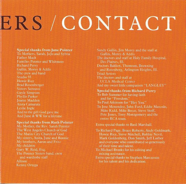 Pointer Sisters : Contact (CD, Album, Mad)