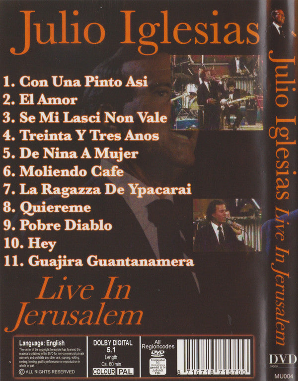Julio Iglesias : Live In Jerusalem (DVD-V, Unofficial, PAL)
