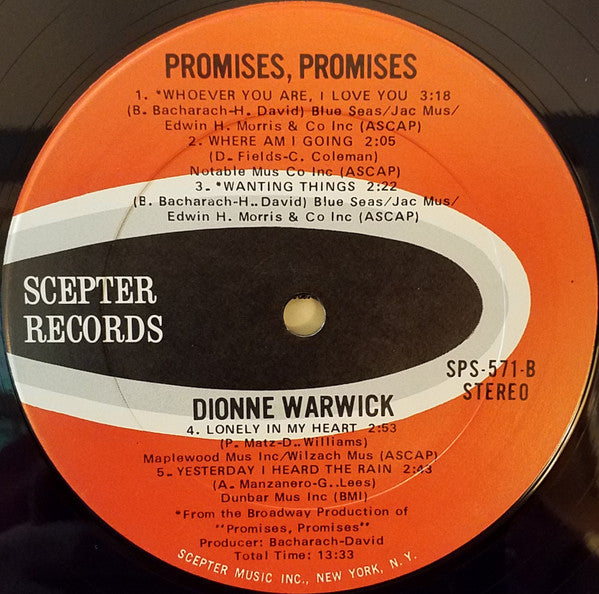 Dionne Warwick : Promises, Promises (LP, Album, Ter)
