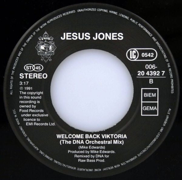 Jesus Jones : Right Here, Right Now (7", Single)