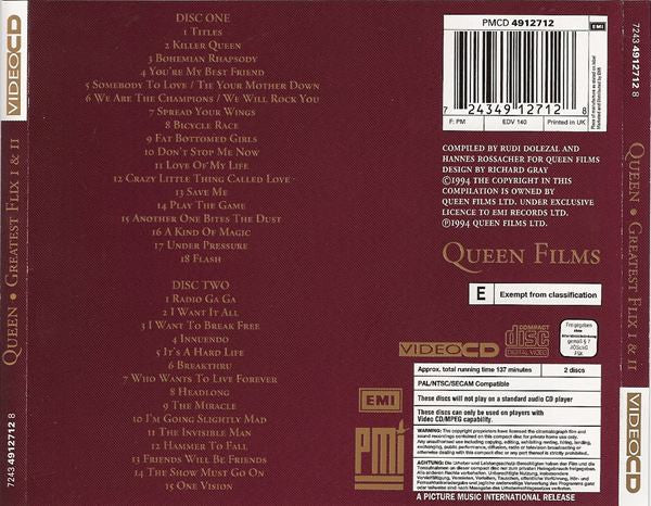 Queen : Greatest Flix I & II (2xVCD, Comp, NTSC, PAL, SECAM)