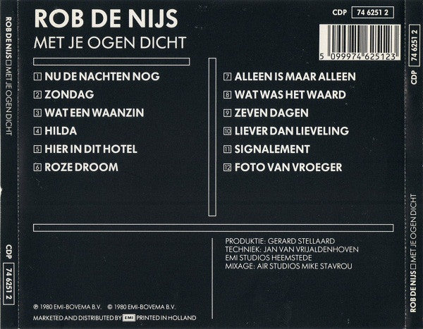 Rob de Nijs : Met Je Ogen Dicht (CD, Album, RE)