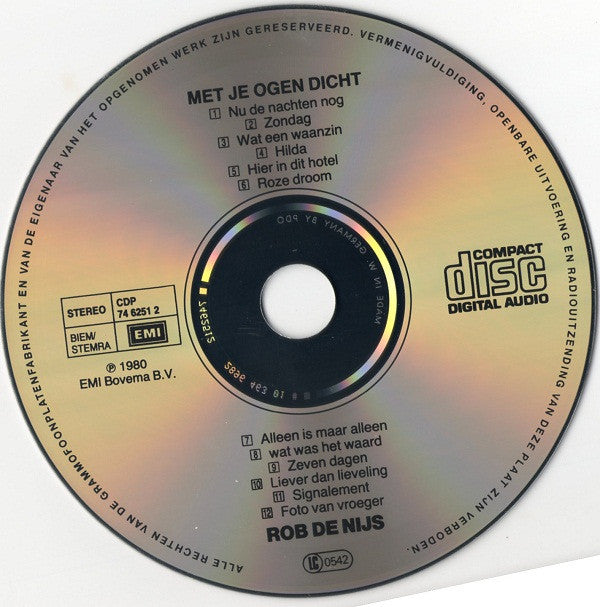 Rob de Nijs : Met Je Ogen Dicht (CD, Album, RE)