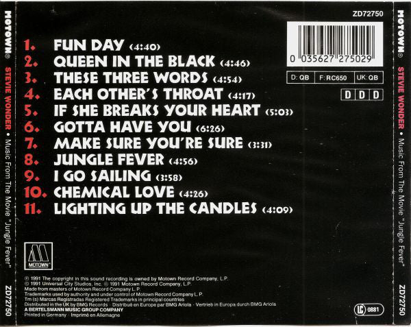 Stevie Wonder : Music From The Movie "Jungle Fever" (CD, Album)