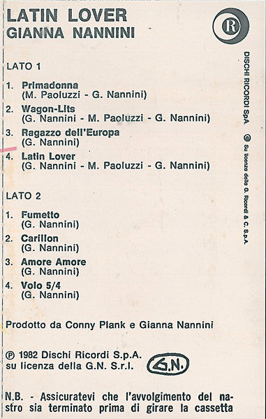 Gianna Nannini : Latin Lover (Cass, Album)