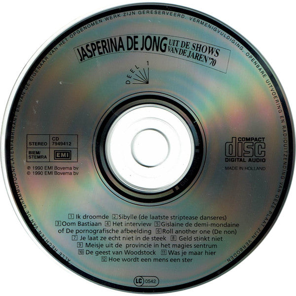 Jasperina De Jong : Uit De Shows Van De Jaren '70 - Deel 1 (CD, Comp)