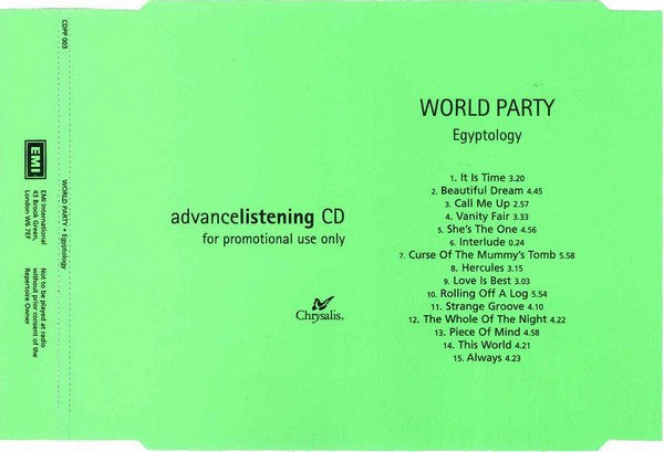 World Party : Egyptology (CD, Album, Promo)