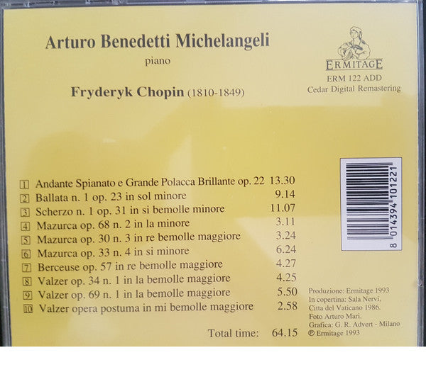 Arturo Benedetti Michelangeli, Frédéric Chopin : Chopin Recital (CD)