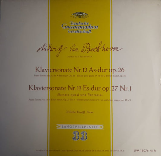Ludwig van Beethoven, Wilhelm Kempff : Klaviersonate Nr.12 As-dur Op.26 / Klaviersonate Nr.13 Es-dur Op.27 Nr.1 (LP, Mono, RE)