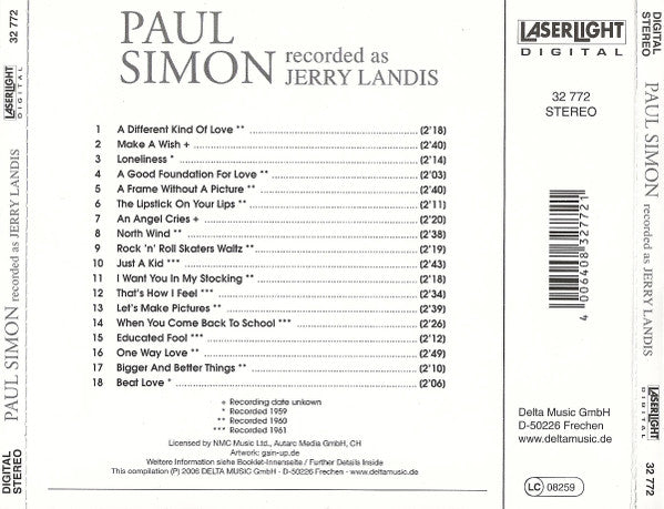 Paul Simon : Recorded As Jerry Landis (CD, Comp)