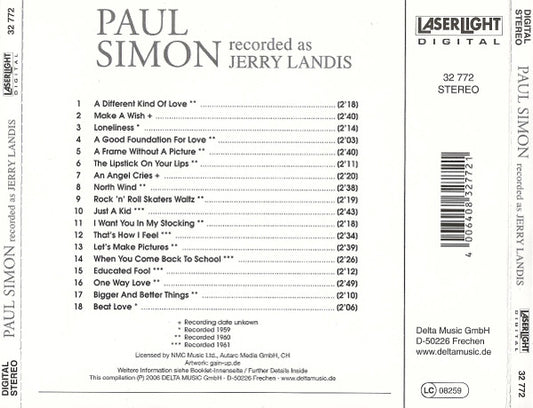 Paul Simon : Recorded As Jerry Landis (CD, Comp)
