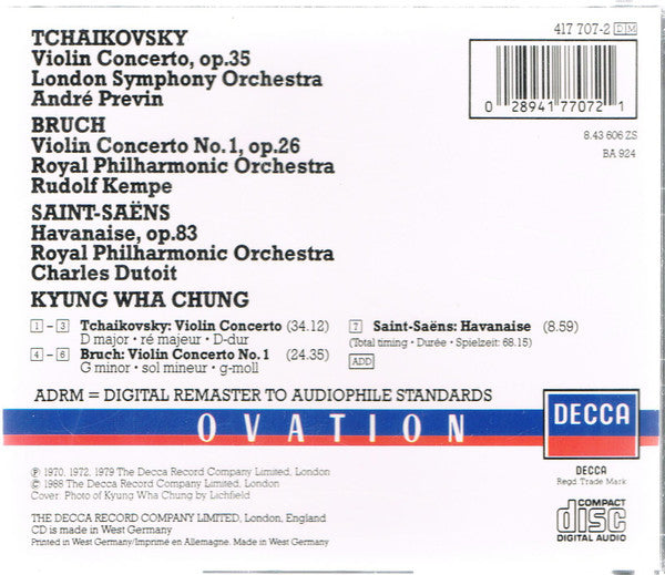 Pyotr Ilyich Tchaikovsky • Max Bruch • Camille Saint-Saëns - Kyung-Wha Chung : Violin Concertos (CD, Comp, RM, ADR)