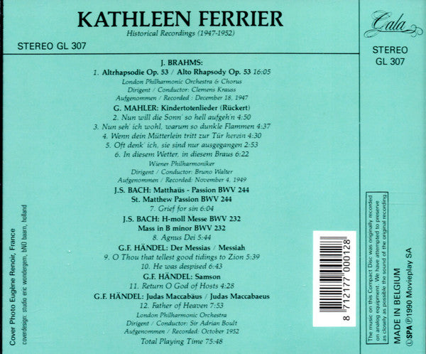 Kathleen Ferrier : Historical Recordings (1947-1952) (CD, Comp, RM)