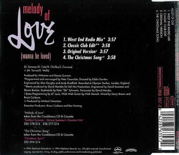 Donna Summer : Melody Of Love (Wanna Be Loved) (CD, Maxi)