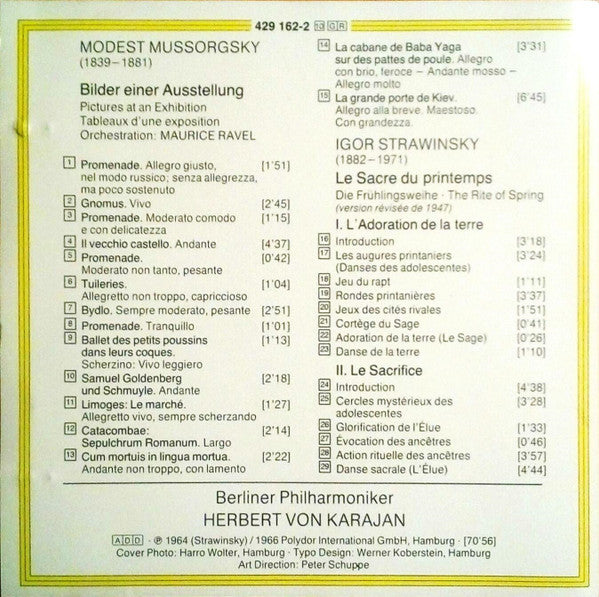 Igor Stravinsky, Modest Mussorgsky, Berliner Philharmoniker, Herbert von Karajan : Le Sacre Du Printemps - Pictures At An Exhibition (CD, Comp, RM)