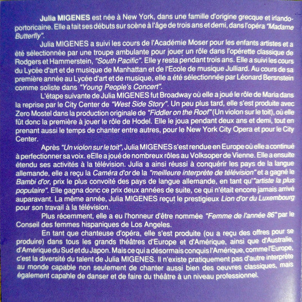 Julia Migenes : Live At The Olympia (CD, Album)