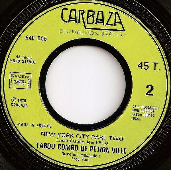 Tabou Combo : New York City (7", Single, Inj)