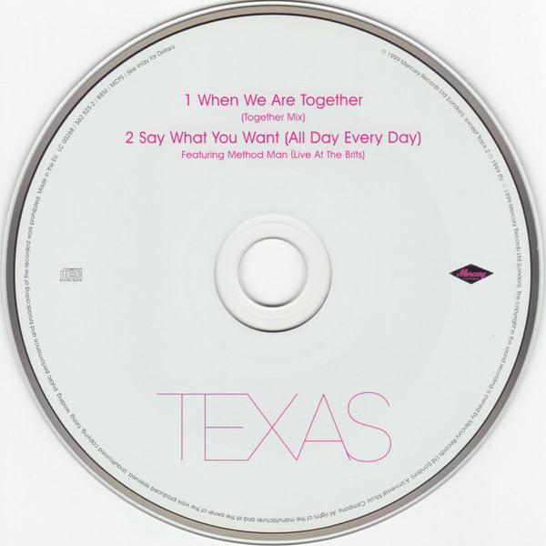 Texas : When We Are Together (CD, Single, Car)