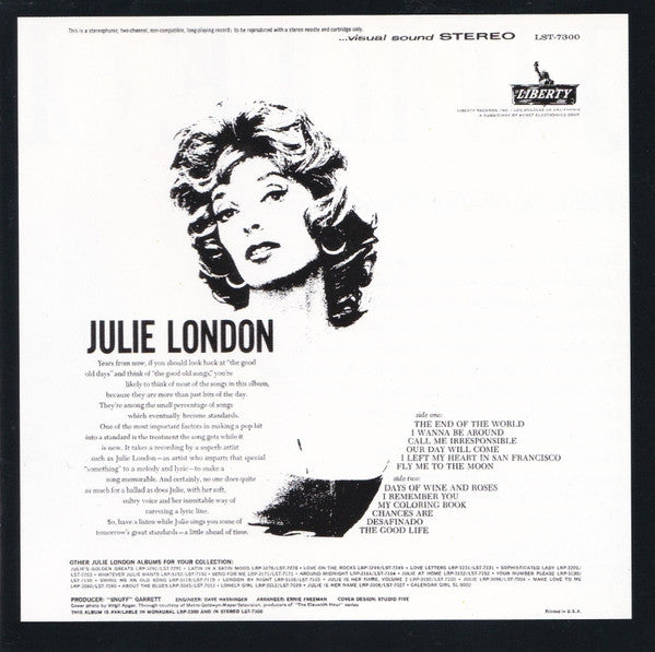 Julie London : The End Of The World / Nice Girls Don't Stay For Breakfast (CD, Comp, RM)