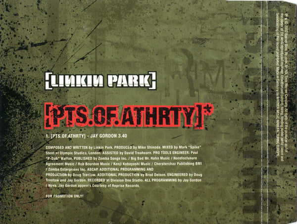 Linkin Park : Pts.Of.Athrty (CD, Single, Promo)