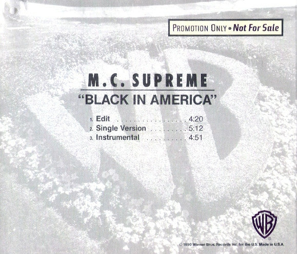 M.C. Supreme : Black In America (CD, Single, Promo)